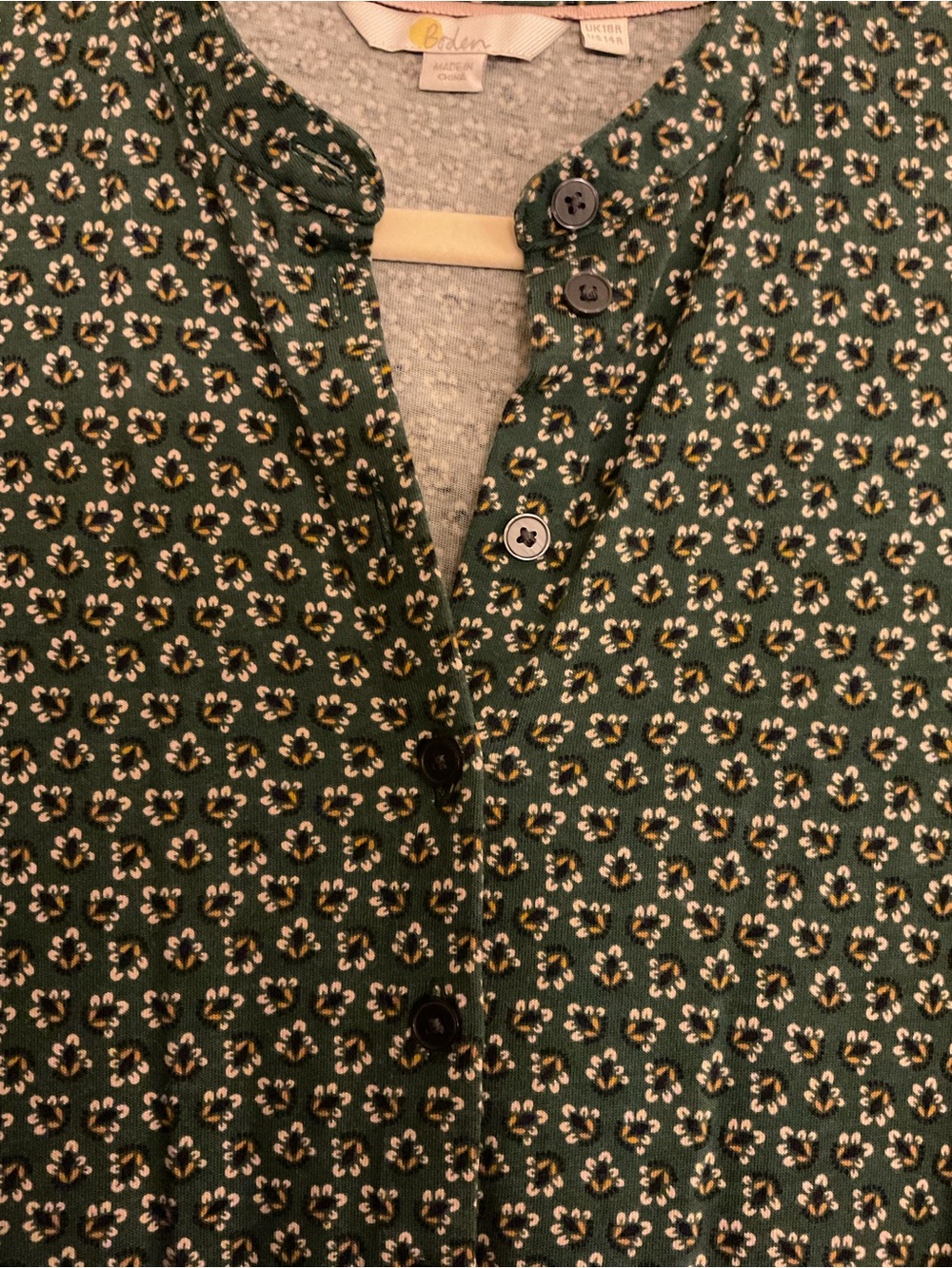 Boden Hunter Green Floral Long Sleeve Tiered Midi Dress US 14R / UK 18R - Picture 3 of 11